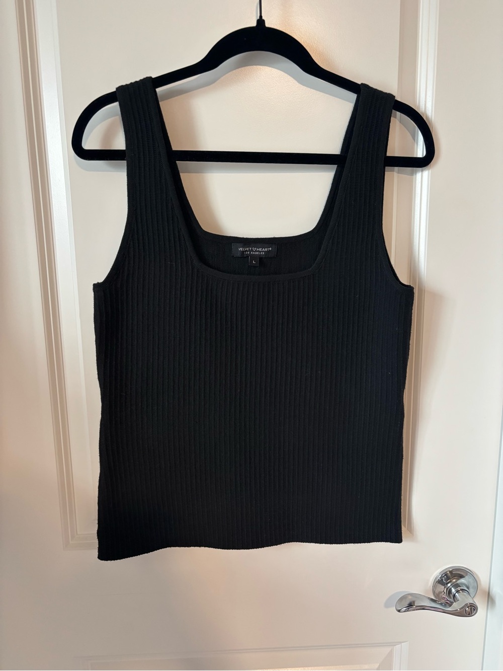 Velvet Heart Ribbed Sweater Tank - Black